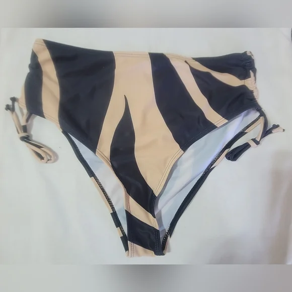 2 piece strapless bikini high waisted drawstring size medium - Picture 2 of 10